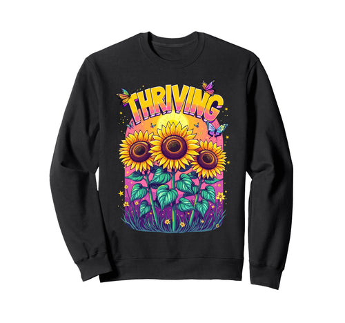 Thriving Sunflower Aesthetic Boho Sweatshirt - Unique Graphic Men Women - T-Shirt, Sweatshirt, Hoodie