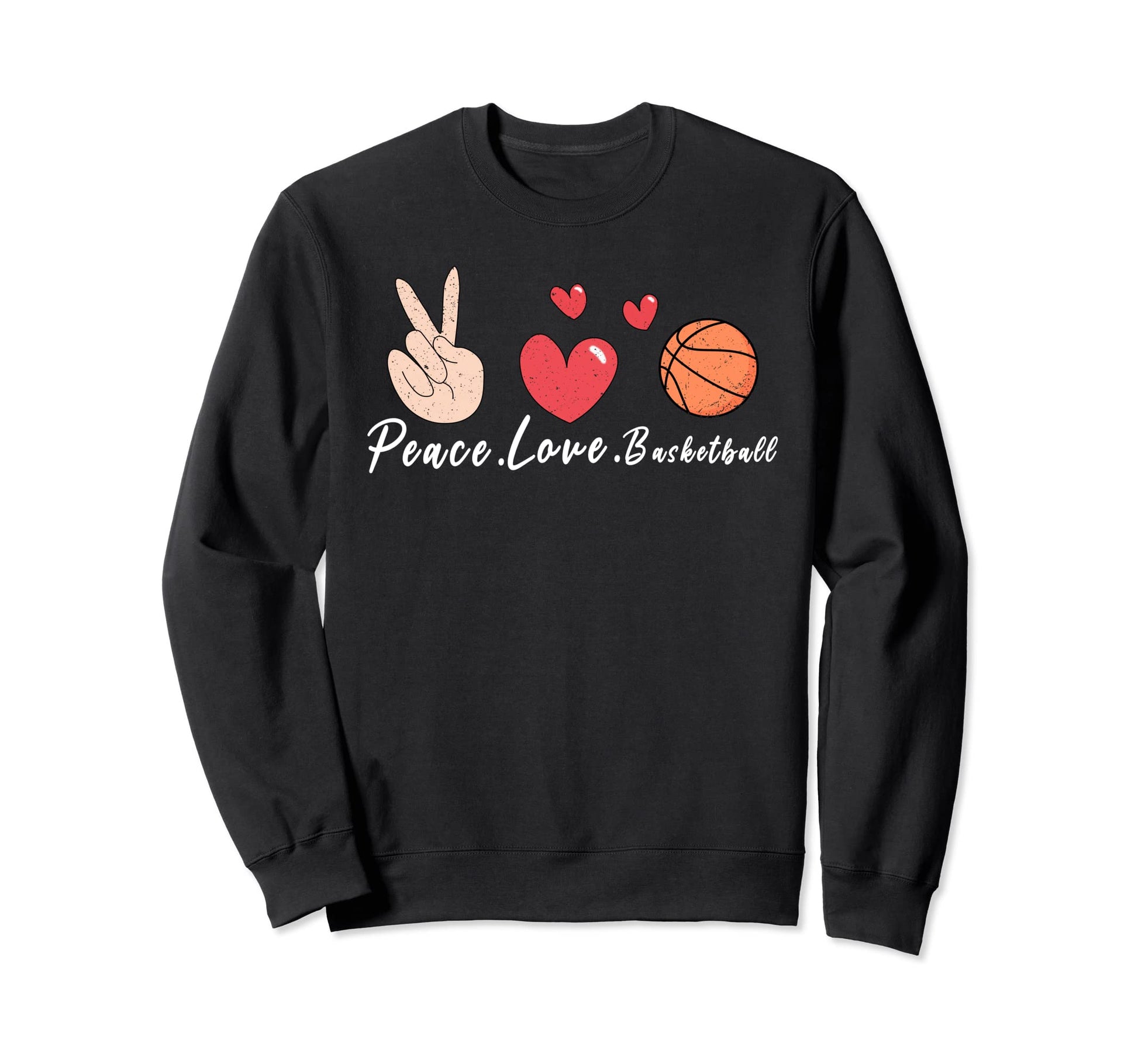 Peace Love Basketball Sweatshirt - Custom Art Print Unisex - T-Shirt, Sweatshirt, Hoodie