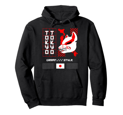 Tokyo Kitsune Japan Anime Aesthetic Hoodie - Novelty Apparel Men Women - T-Shirt, Sweatshirt, Hoodie
