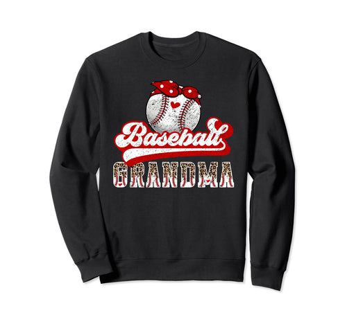 Baseball Grandma Leopard Baseball Sweatshirt - Trendy Graphic for Adults - T-Shirt, Sweatshirt, Hoodie
