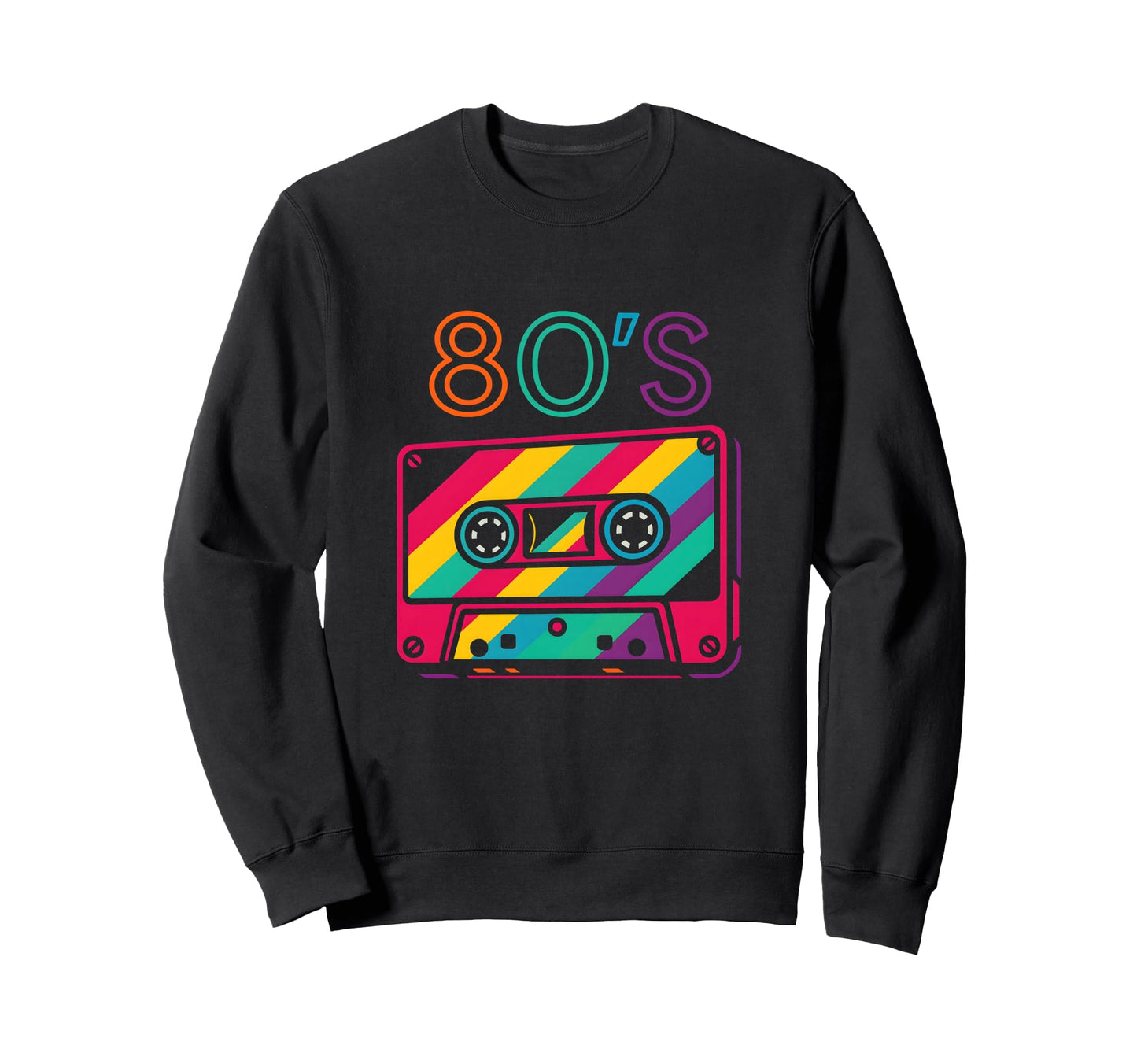 80S Cassette Rainbow Striped Mixtape Sweatshirt - Unique Graphic Unisex - T-Shirt, Sweatshirt, Hoodie