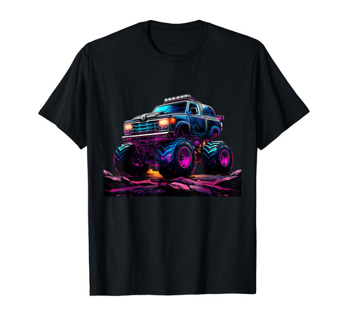 Monster Trucks Vaporwave Aesthetic T-Shirt - Graphic Print Unisex - T-Shirt, Sweatshirt, Hoodie