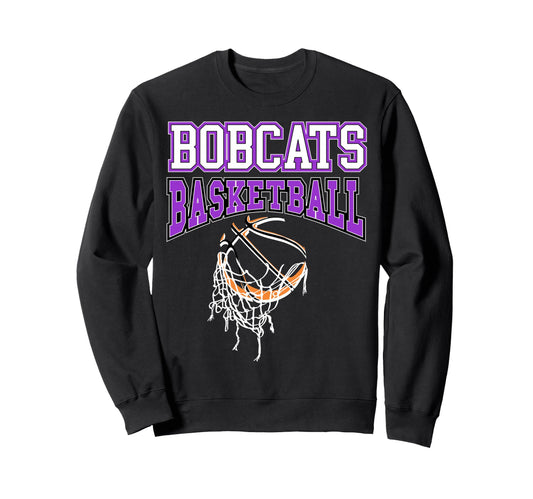 Purple Bobcats Basketball Mom Game Sweatshirt - Custom Art Print Unisex - T-Shirt, Sweatshirt, Hoodie