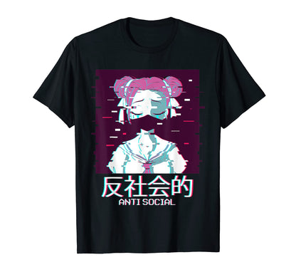 Anti Social Anime Geisha Japanese T-Shirt - Graphic Print Men Women - T-Shirt, Sweatshirt, Hoodie