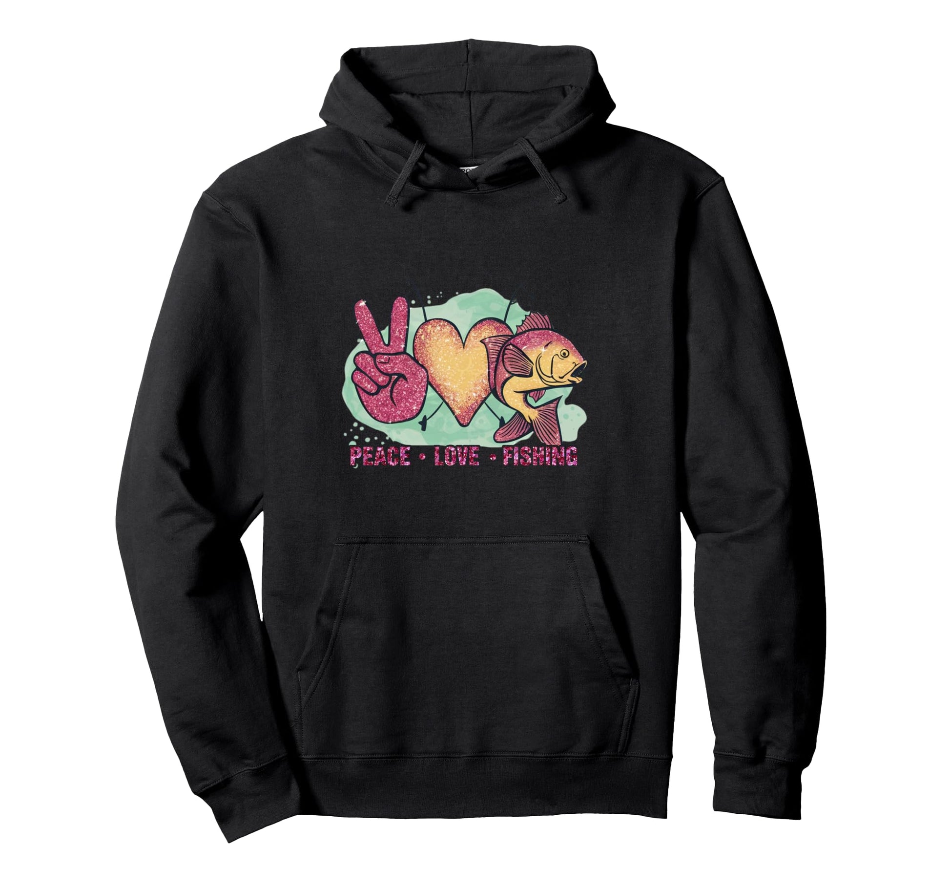 Peace Love Fishing Hoodie - Unique Graphic for Adults - T-Shirt, Sweatshirt, Hoodie