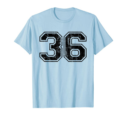 Number 36 Varsity Distressed Sport Team T-Shirt - Unique Graphic Unisex - T-Shirt, Sweatshirt, Hoodie
