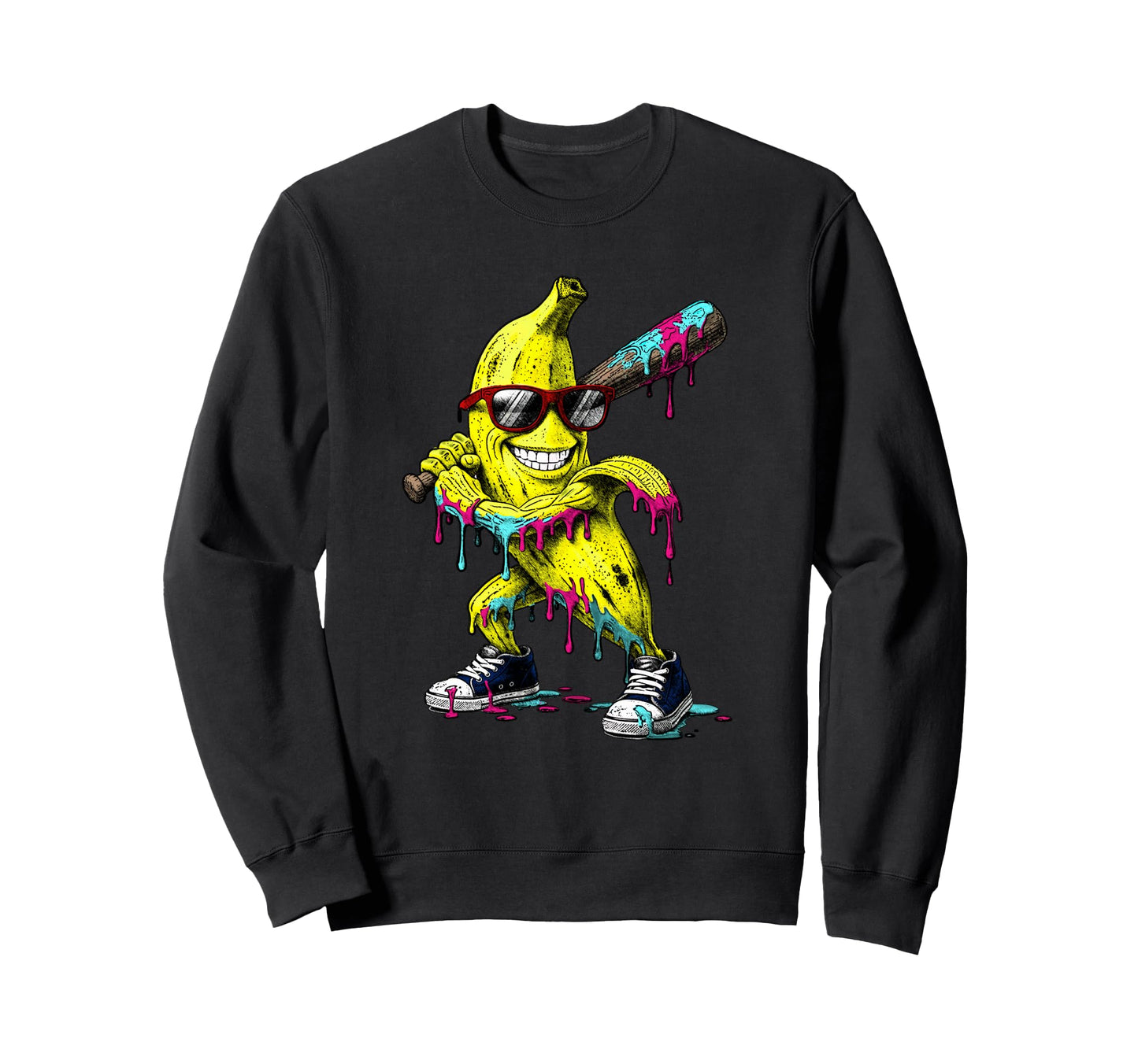 Banana Ice Cream Drip Funny Sweatshirt - Fun Novelty Design for Adults - T-Shirt, Sweatshirt, Hoodie
