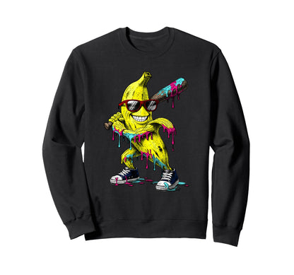 Banana Ice Cream Drip Funny Sweatshirt - Fun Novelty Design for Adults - T-Shirt, Sweatshirt, Hoodie