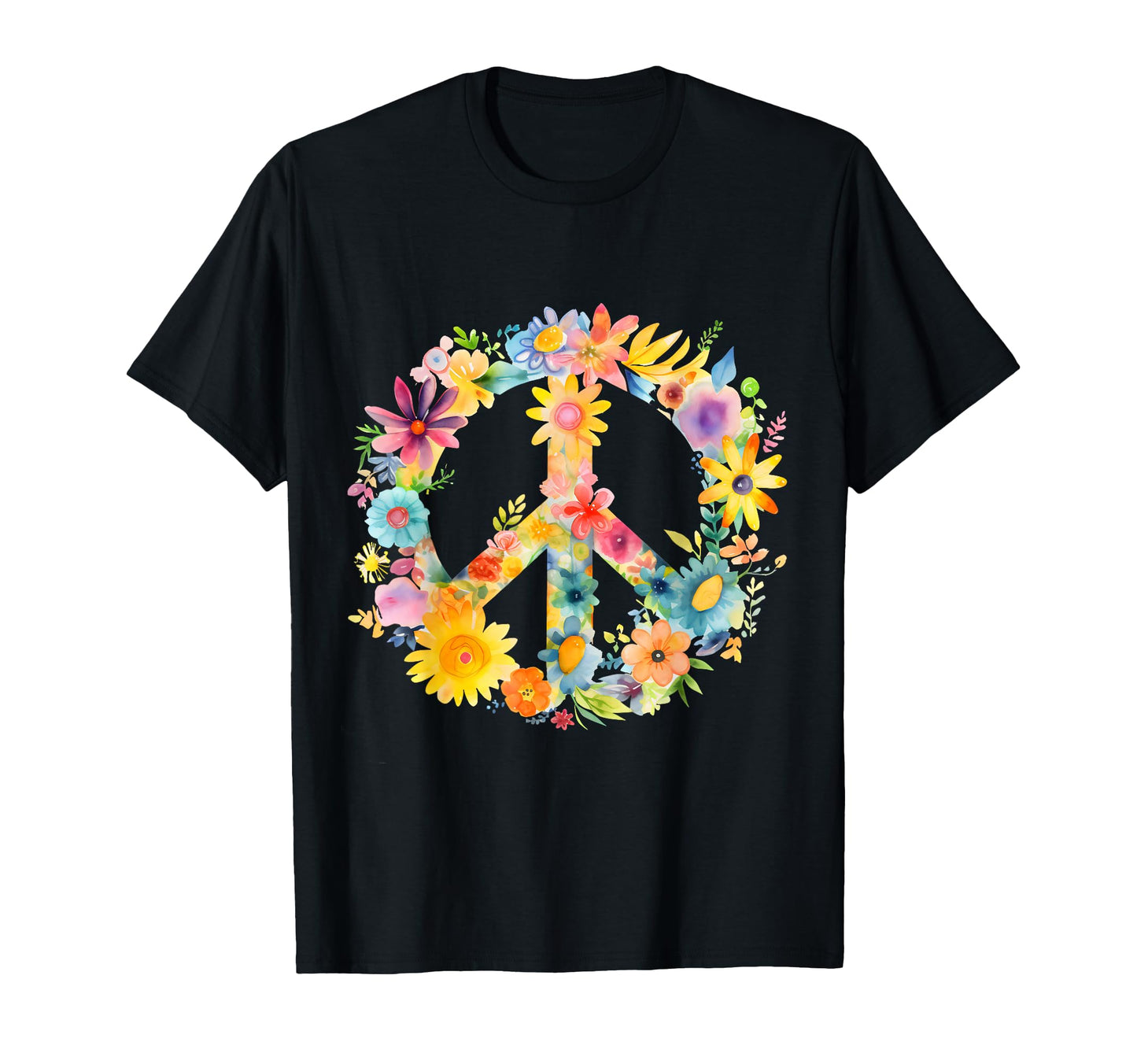 Peace Sign World Love Flowers Hippie T-Shirt - Trendy Graphic Men Women - T-Shirt, Sweatshirt, Hoodie