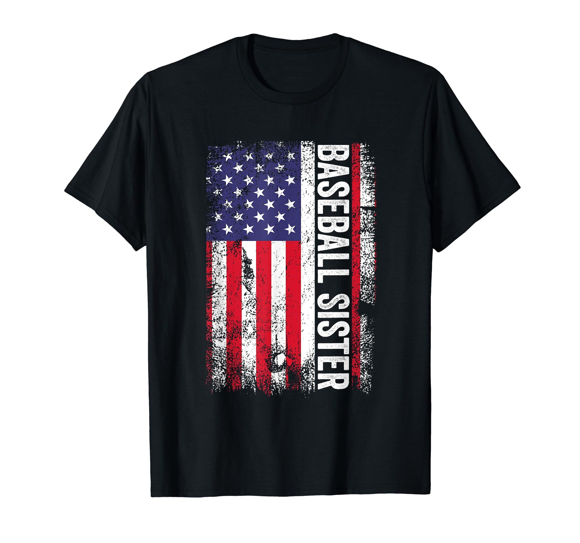 Baseball Sister American Flag Usa T-Shirt - Minimalist Print for Adults - T-Shirt, Sweatshirt, Hoodie