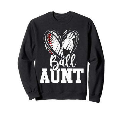 Ball Aunt Heart Baseball Soccer Ball T-Shirt - Graphic Print for Adults - T-Shirt, Sweatshirt, Hoodie
