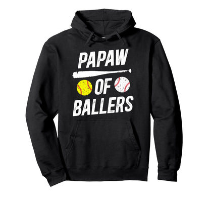 Papaw Ballers Softball Baseball Papaw Hoodie - Minimalist Print Unisex - T-Shirt, Sweatshirt, Hoodie