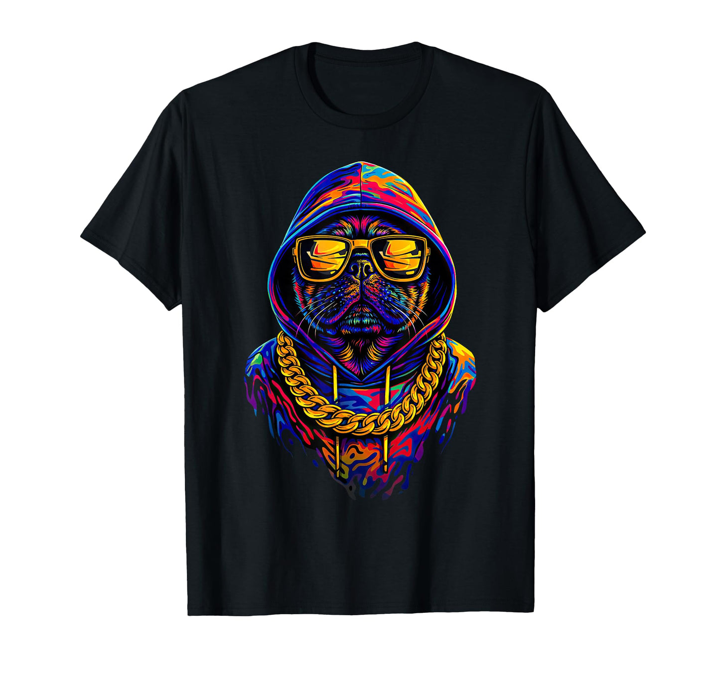 Hip Hop Dog Pug Old School 80S 90S T-Shirt - Unique Graphic Men Women - T-Shirt, Sweatshirt, Hoodie