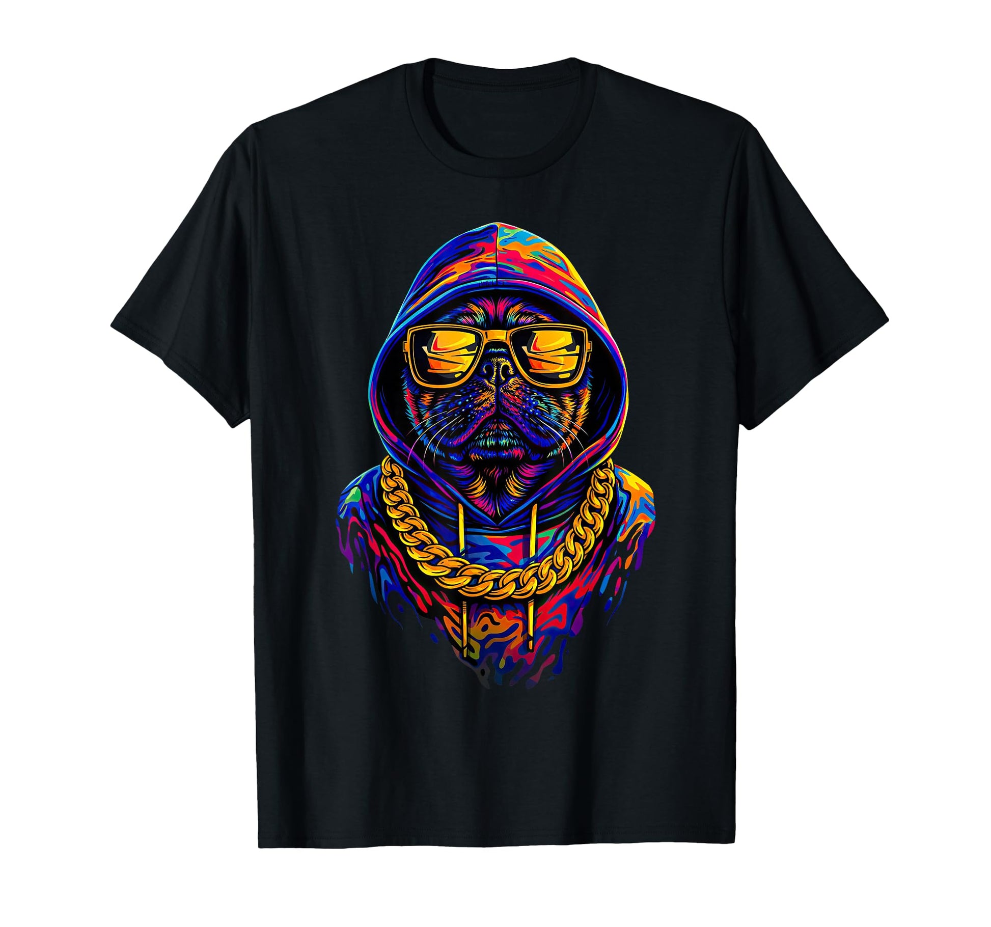 Hip Hop Dog Pug Old School 80S 90S T-Shirt - Unique Graphic Men Women - T-Shirt, Sweatshirt, Hoodie