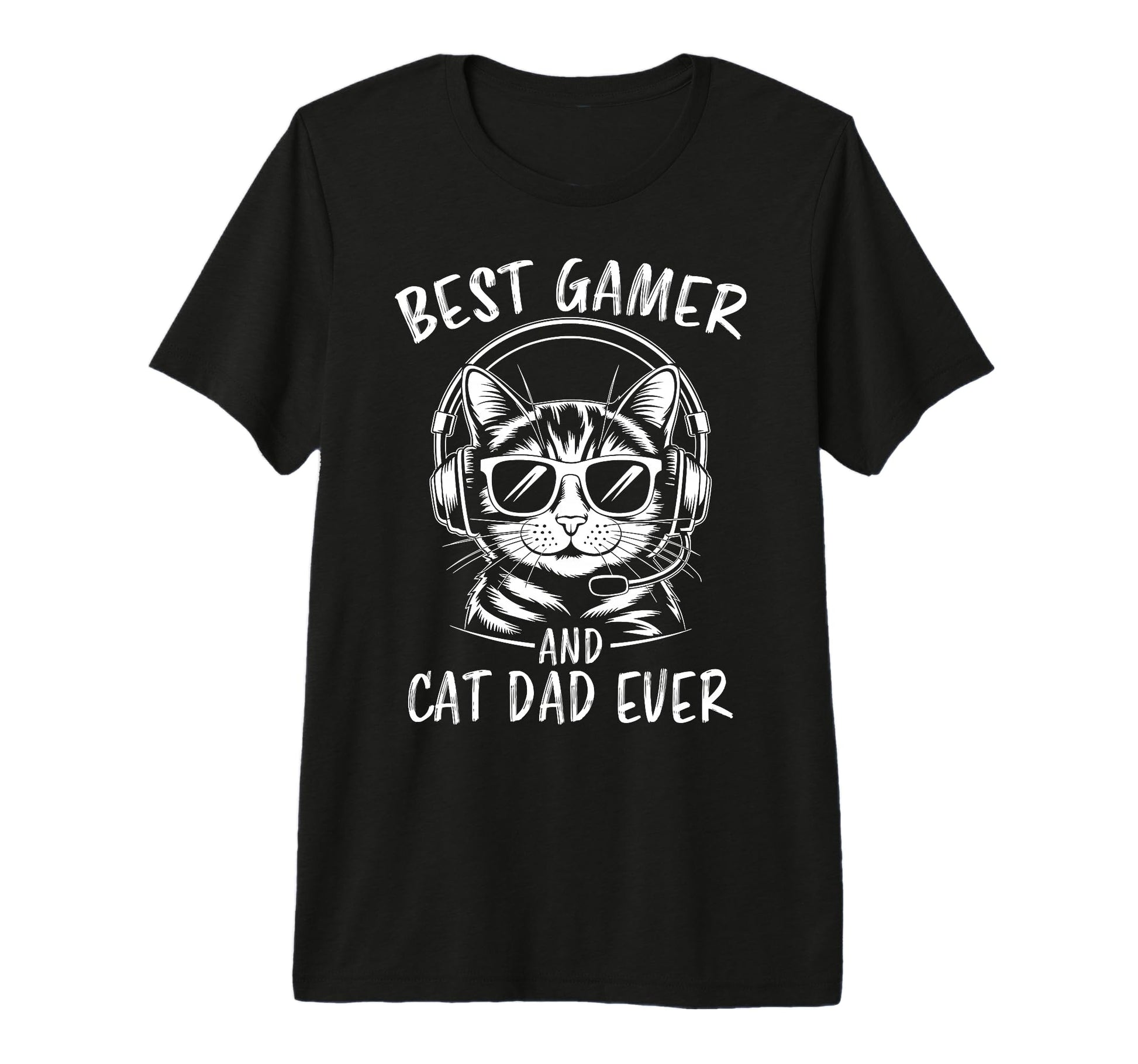Best Gamer Cat Dad Ever Funny Gaming Tri T-Shirt - Unique Graphic Unisex - T-Shirt, Sweatshirt, Hoodie