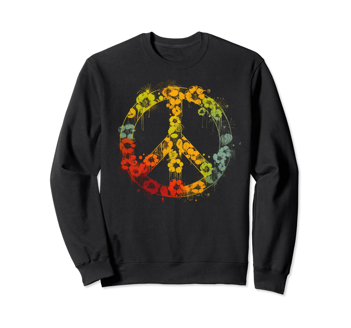 Peace Sign 60S 70S Hippie Boho 3 Sweatshirt - Custom Art Print for Adults - T-Shirt, Sweatshirt, Hoodie