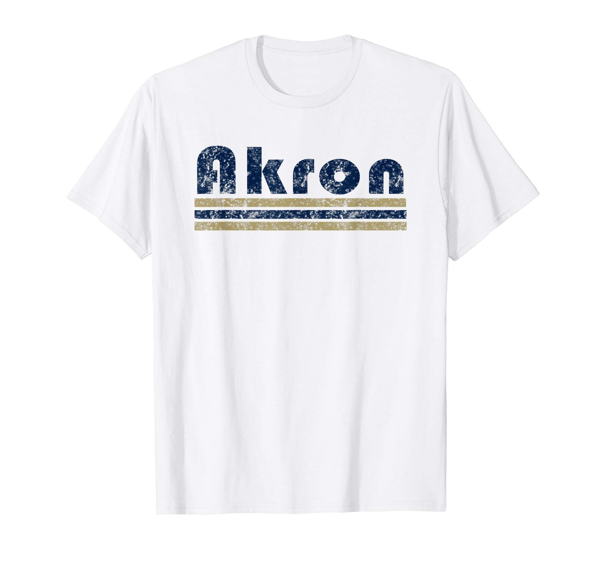Akron Ohio Three Stripe Weathered T-Shirt - Aesthetic Graphic Men Women - T-Shirt, Sweatshirt, Hoodie