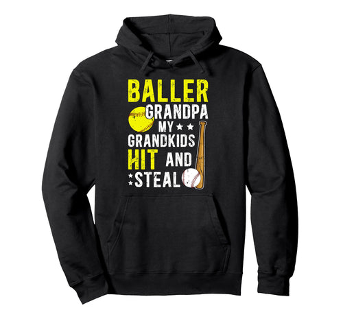 Baller Grandpa Funny Baseball Hoodie - Streetwear Style for Adults - T-Shirt, Sweatshirt, Hoodie