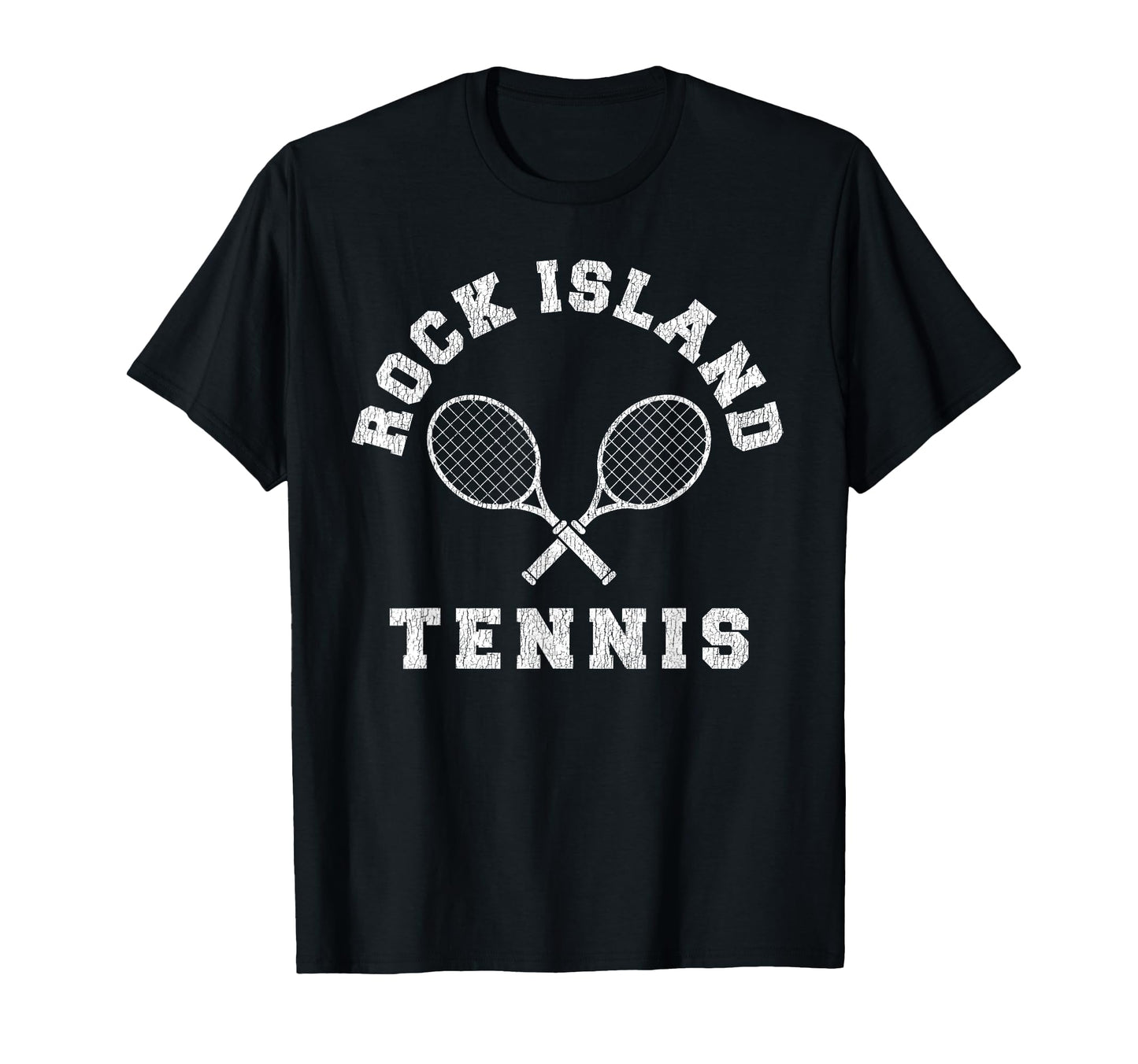 Rock Island Tennis Team Distressed 90S T-Shirt - Unique Graphic for Adults - T-Shirt, Sweatshirt, Hoodie