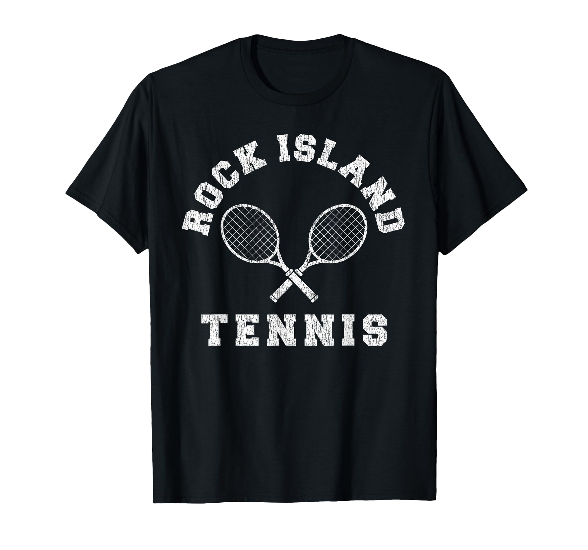 Rock Island Tennis Team Distressed 90S T-Shirt - Unique Graphic for Adults - T-Shirt, Sweatshirt, Hoodie