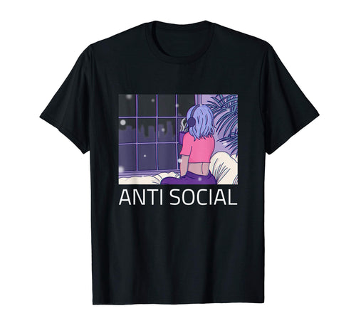Anti Social Aesthetic Vaporwave Anime T-Shirt - Minimalist Print Unisex - T-Shirt, Sweatshirt, Hoodie