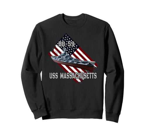 Battleship Uss Massachusetts Bb 59 Sweatshirt - Novelty Apparel Men Women - T-Shirt, Sweatshirt, Hoodie
