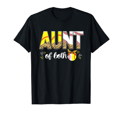 Aunt Both Leopard Baseball Softball Aunt T-Shirt - Trendy Graphic Unisex - T-Shirt, Sweatshirt, Hoodie