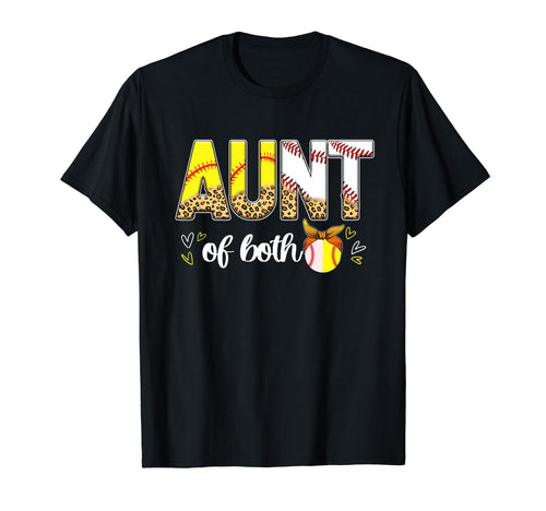 Aunt Both Leopard Baseball Softball Aunt T-Shirt - Trendy Graphic Unisex - T-Shirt, Sweatshirt, Hoodie