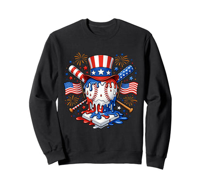 Patriotic 4Th July Baseball Uncle Sweatshirt - Unique Graphic Men Women - T-Shirt, Sweatshirt, Hoodie