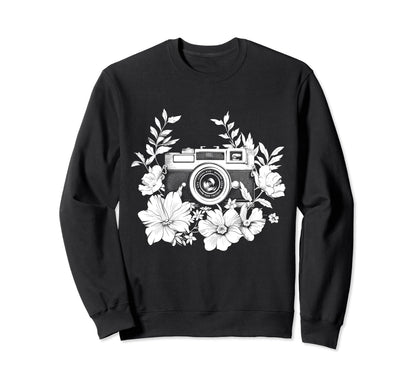 Photographer Camera Flowers Sweatshirt - Trendy Graphic Men Women - T-Shirt, Sweatshirt, Hoodie
