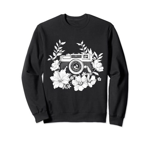 Photographer Camera Flowers Sweatshirt - Trendy Graphic Men Women - T-Shirt, Sweatshirt, Hoodie