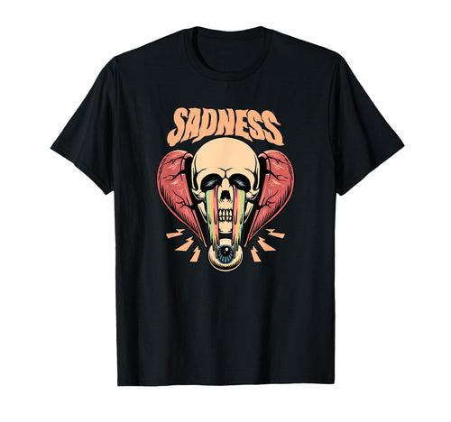 Sadness Crying Skull Aesthetic Edgy T-Shirt - Trendy Graphic for Adults - T-Shirt, Sweatshirt, Hoodie