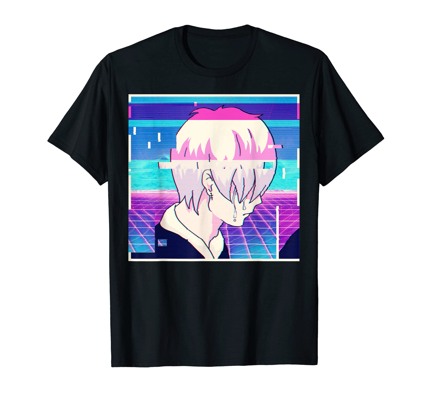Emo Anime Sad Vaporwave Aesthetic T-Shirt - Fun Novelty Design Men Women - T-Shirt, Sweatshirt, Hoodie
