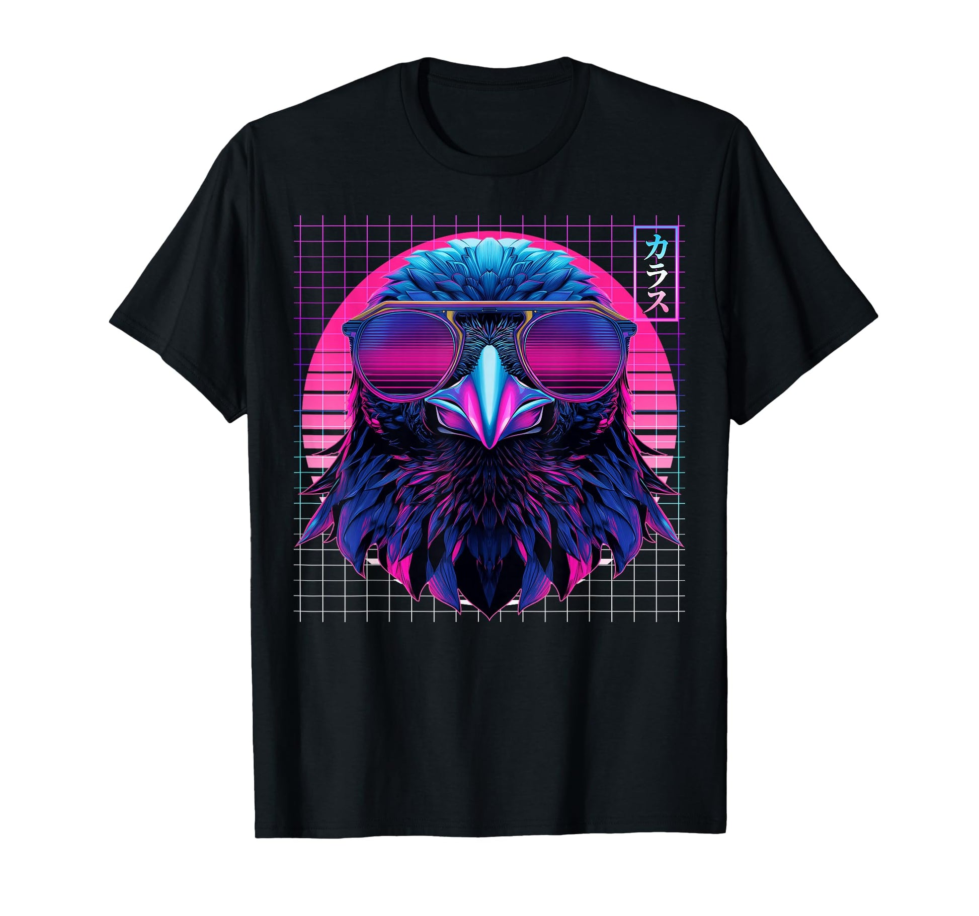 Raven Sunglasses Crow Vaporwave T-Shirt - Fun Novelty Design for Adults - T-Shirt, Sweatshirt, Hoodie