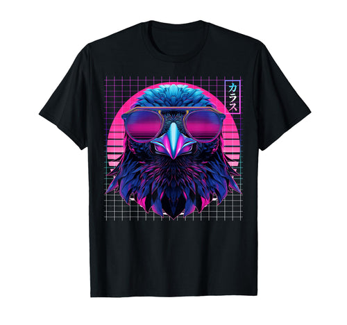 Raven Sunglasses Crow Vaporwave T-Shirt - Fun Novelty Design for Adults - T-Shirt, Sweatshirt, Hoodie