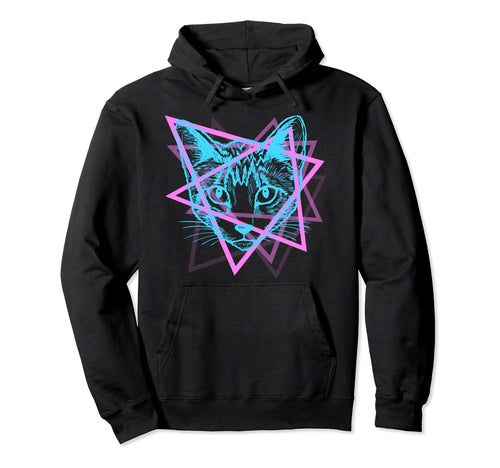 Psychedelic Rave Cat Abstract Hoodie - Aesthetic Graphic for Adults - T-Shirt, Sweatshirt, Hoodie