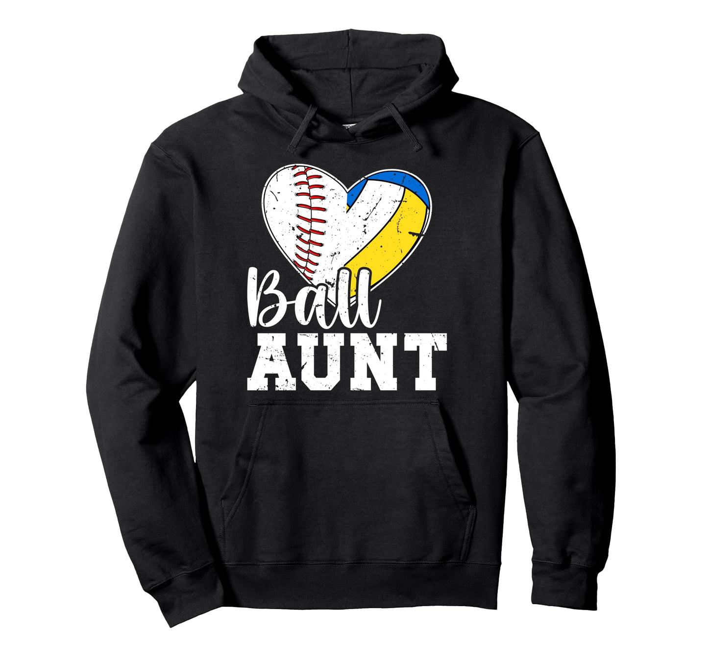 Ball Aunt Heart Baseball Volleyball Aunt Hoodie - Novelty Apparel Unisex - T-Shirt, Sweatshirt, Hoodie