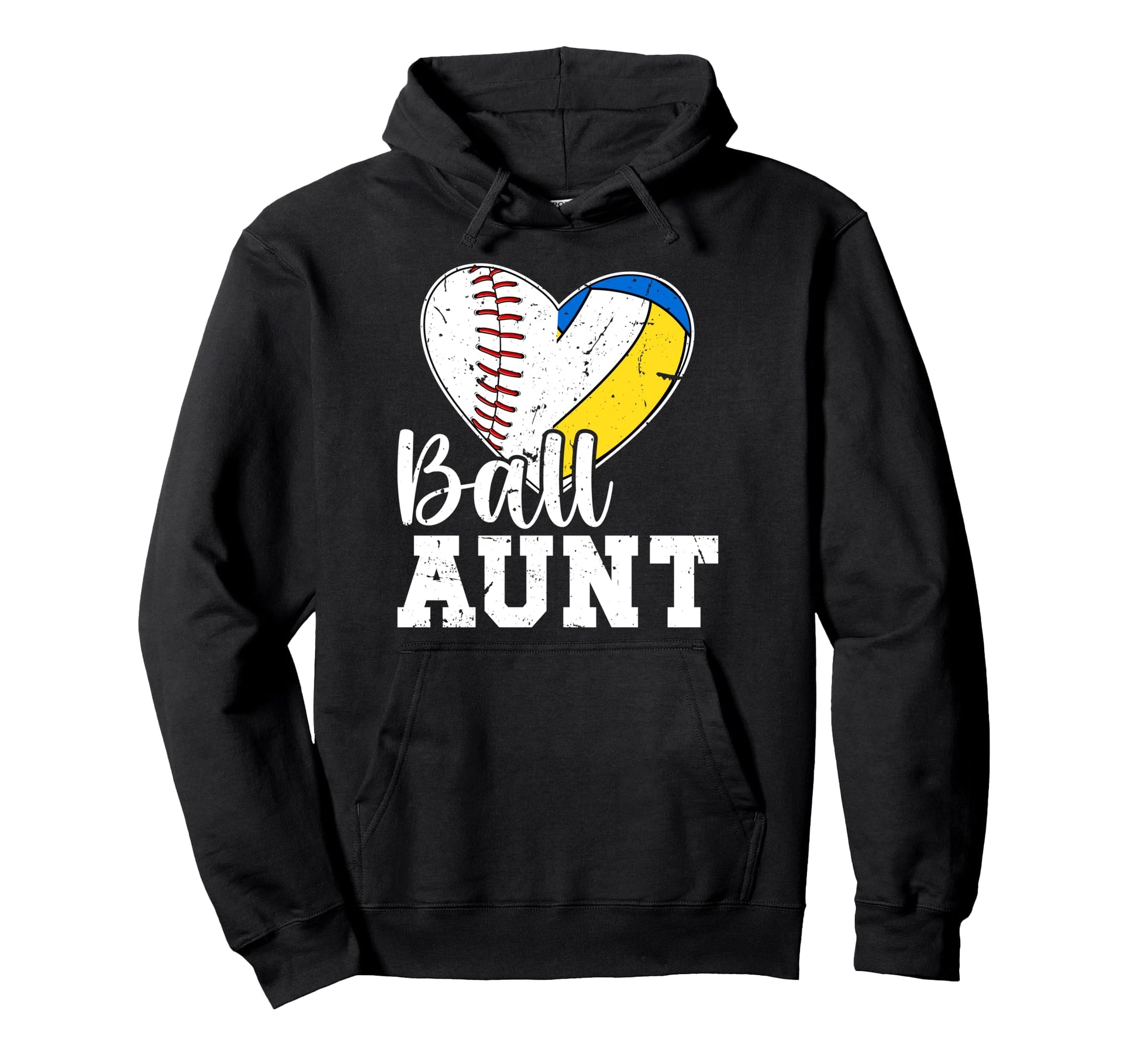 Ball Aunt Heart Baseball Volleyball Aunt Hoodie - Novelty Apparel Unisex - T-Shirt, Sweatshirt, Hoodie