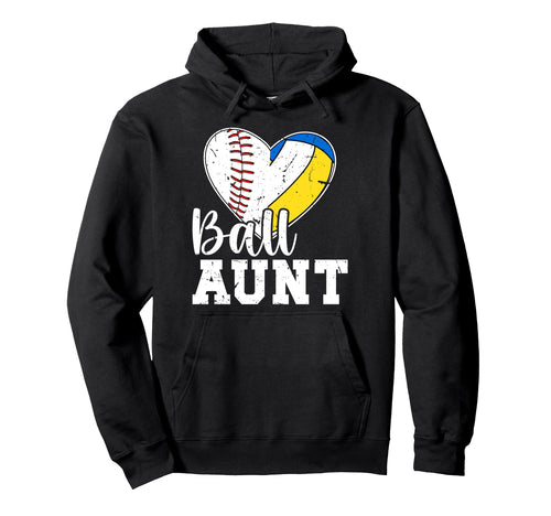 Ball Aunt Heart Baseball Volleyball Aunt Hoodie - Novelty Apparel Unisex - T-Shirt, Sweatshirt, Hoodie