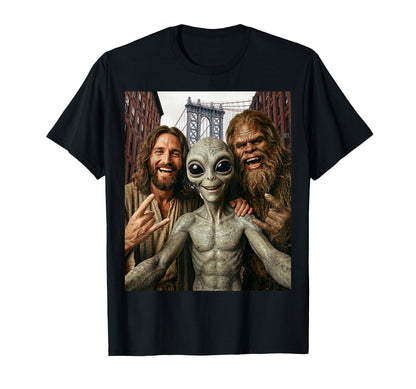Funny Bigfoot Alien Jesus Rock T-Shirt - Casual Everyday Wear Men Women - T-Shirt, Sweatshirt, Hoodie