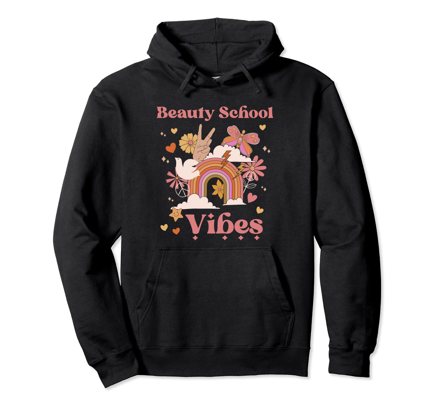Beauty School Vibes Groovy Cosmetology Hoodie - Graphic Print Men Women - T-Shirt, Sweatshirt, Hoodie