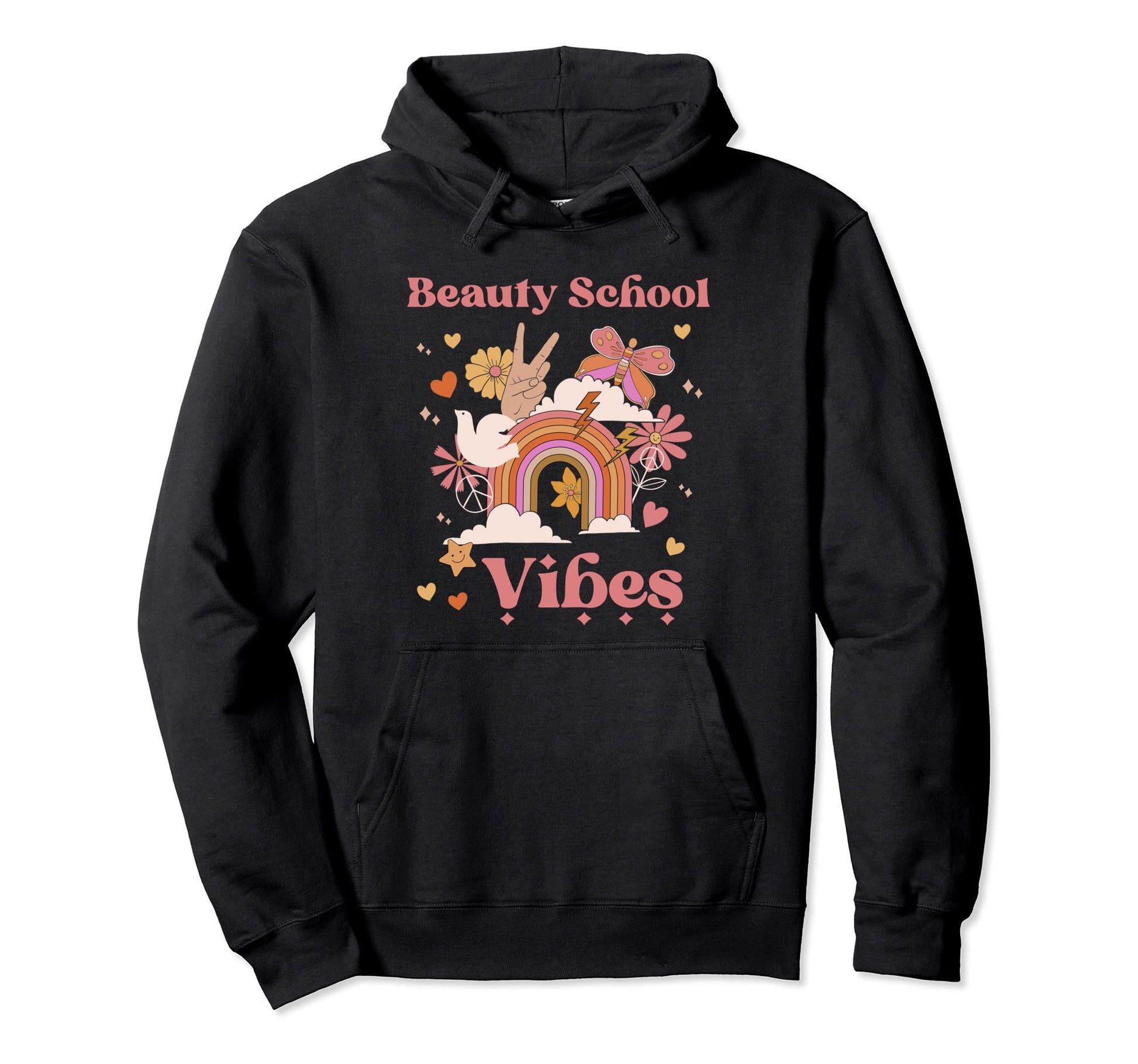 Beauty School Vibes Groovy Cosmetology Hoodie - Graphic Print Men Women - T-Shirt, Sweatshirt, Hoodie