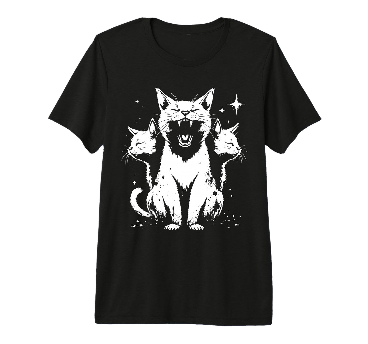 3 Headed Cat Grunge Alt 90S Halloween T-Shirt - Trendy Graphic for Adults - T-Shirt, Sweatshirt, Hoodie