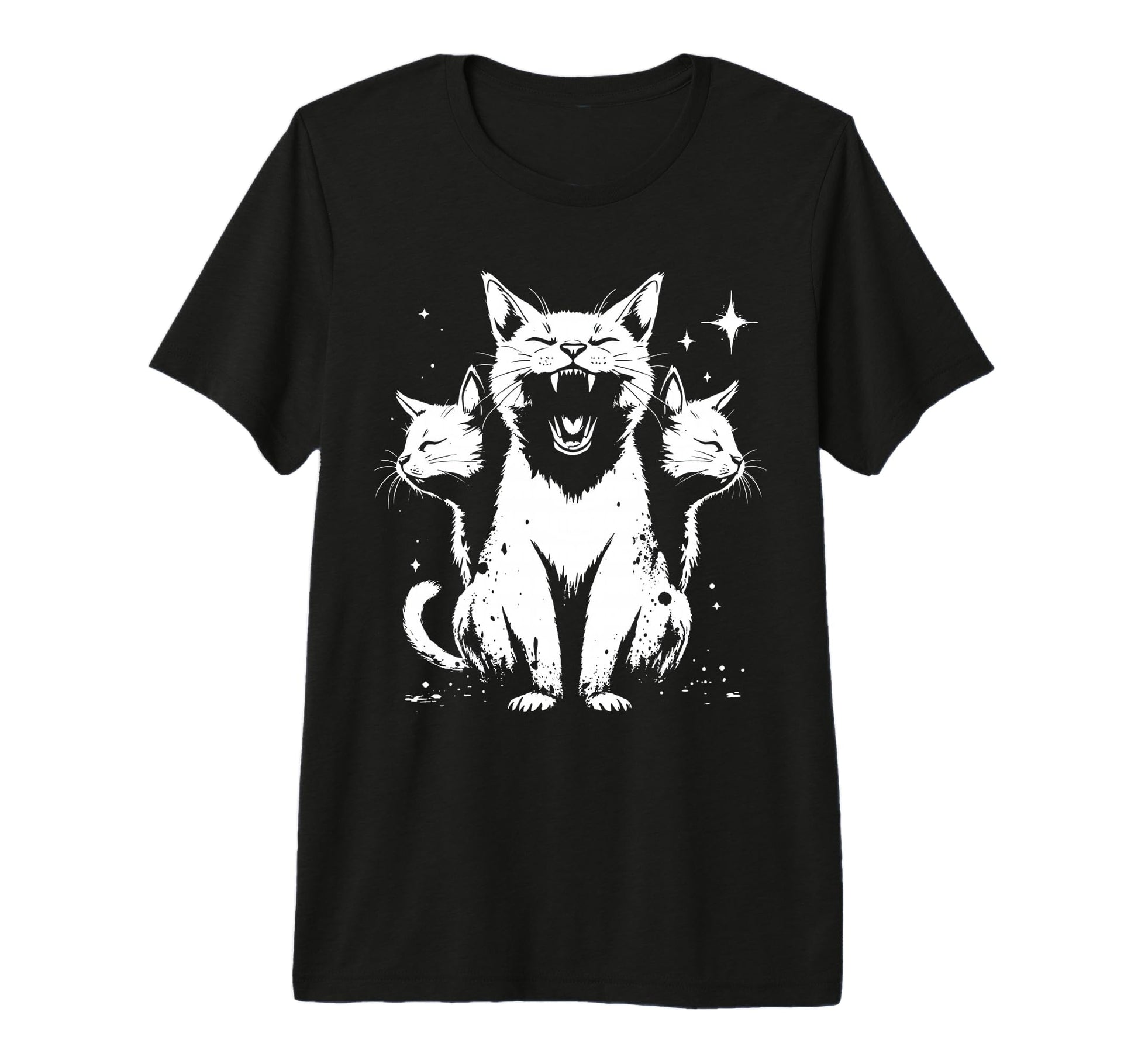 3 Headed Cat Grunge Alt 90S Halloween T-Shirt - Trendy Graphic for Adults - T-Shirt, Sweatshirt, Hoodie