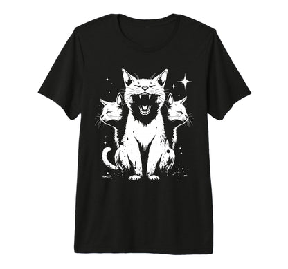 3 Headed Cat Grunge Alt 90S Halloween T-Shirt - Trendy Graphic for Adults - T-Shirt, Sweatshirt, Hoodie