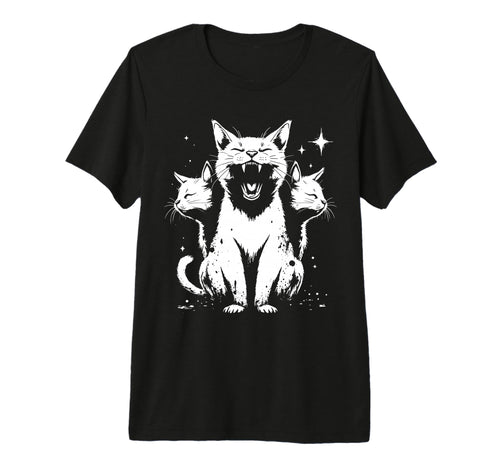 3 Headed Cat Grunge Alt 90S Halloween T-Shirt - Trendy Graphic for Adults - T-Shirt, Sweatshirt, Hoodie