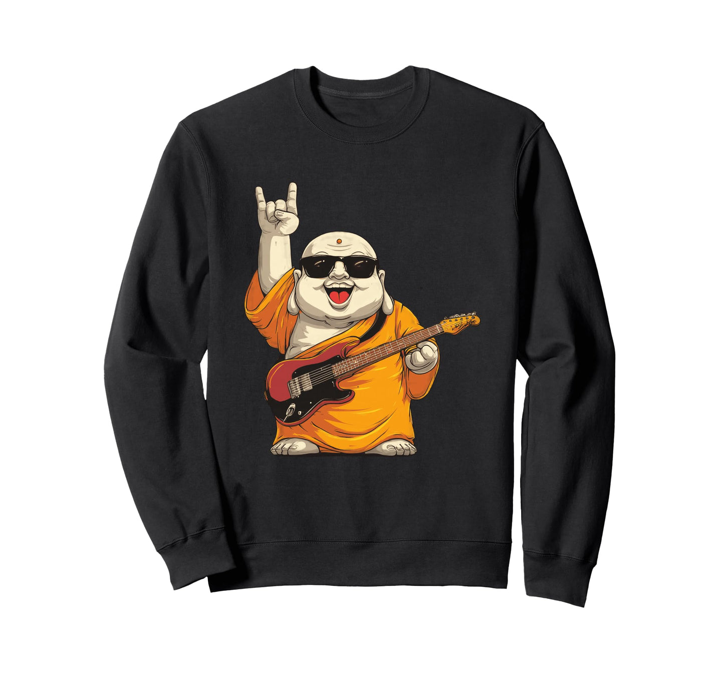 Funny Monk Guitar Player Rock Music Sweatshirt - Graphic Print for Adults - T-Shirt, Sweatshirt, Hoodie
