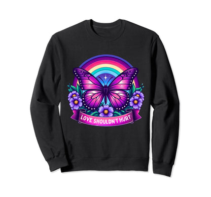 Rainbow Butterfly Domestic Sweatshirt - Aesthetic Graphic for Adults - T-Shirt, Sweatshirt, Hoodie