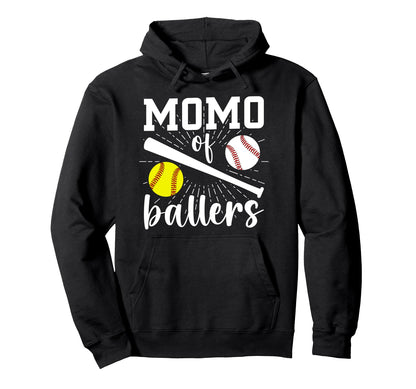Momo Ballers Proud Baseball Softball Hoodie - Minimalist Print for Adults - T-Shirt, Sweatshirt, Hoodie