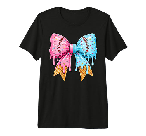 Ice Cream Drip Baseball Bow Mom Tri T-Shirt - Minimalist Print for Adults - T-Shirt, Sweatshirt, Hoodie